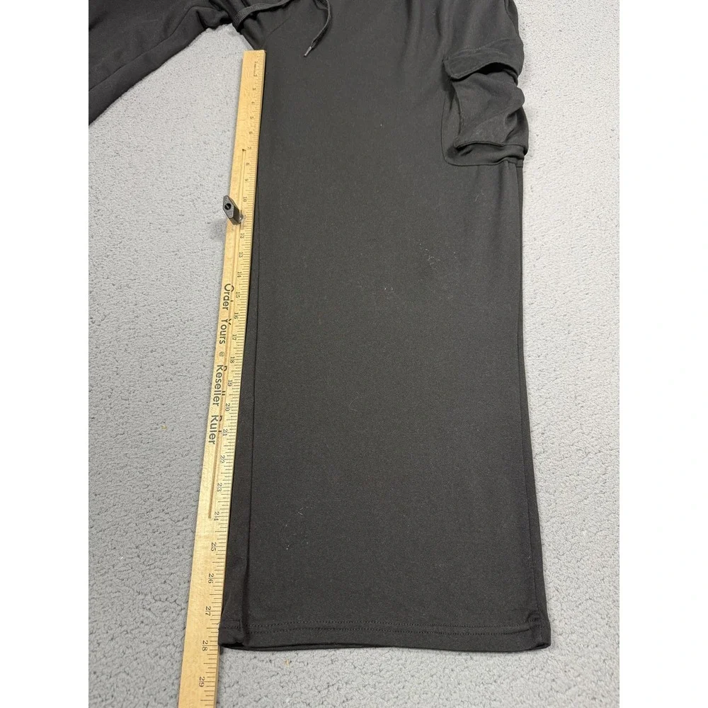 Free People Pants Womens 2X Black Cargo Wide Leg Elastic Waist Stretch Jersey